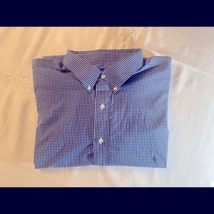 Blue plaid polo Ralph Lauren performance button down Long sleeve